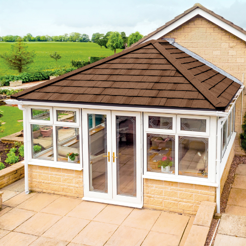 Roof with walnut extralight roof tiles roof shingles, conservatory roof tiles
